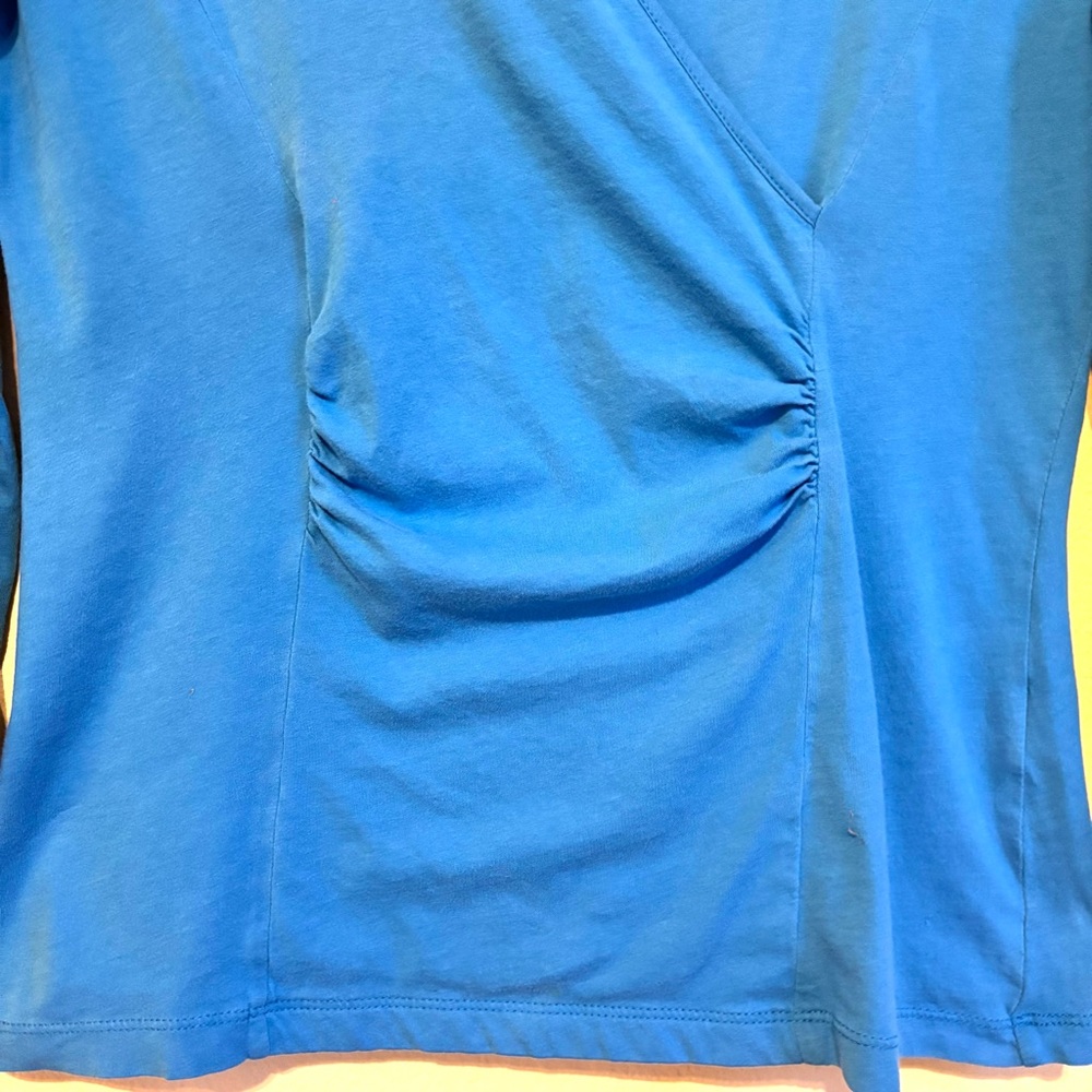 Elliott Lauren Wrap Ruched 3/4 Sleeve Top Medium - Picture 4 of 6